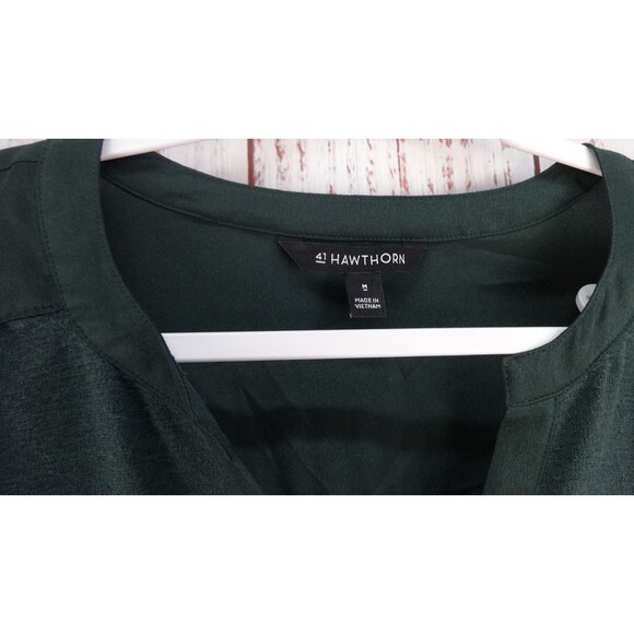 41 Hawthorn Blouse Womens Medium Green Long Sleeve V-Neck Casual Fall Pullover - Picture 3 of 6